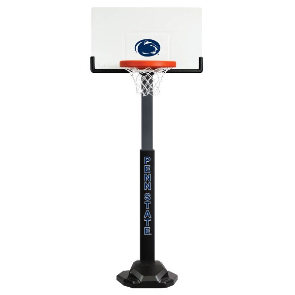 adjustable basketball hoop set with Penn State on upright and Athletic Logo on backboard
